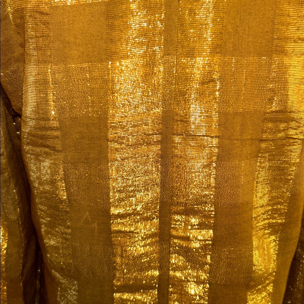 Size Med-Lustrous metallic Gold checked Women's Blazer - Picture 7 of 9